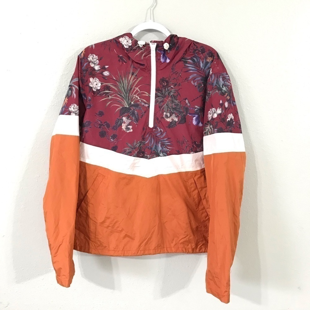 ASOS 3/4 Zip Track Jacket With Palm Print color block jacket size XL T11